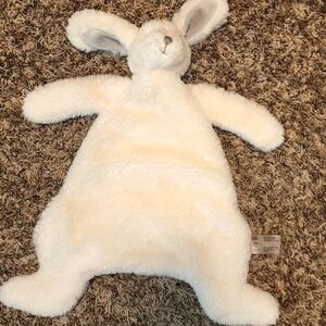 Anthropologie Baby Lovey Plush Flat Bunny Rabbit Security White